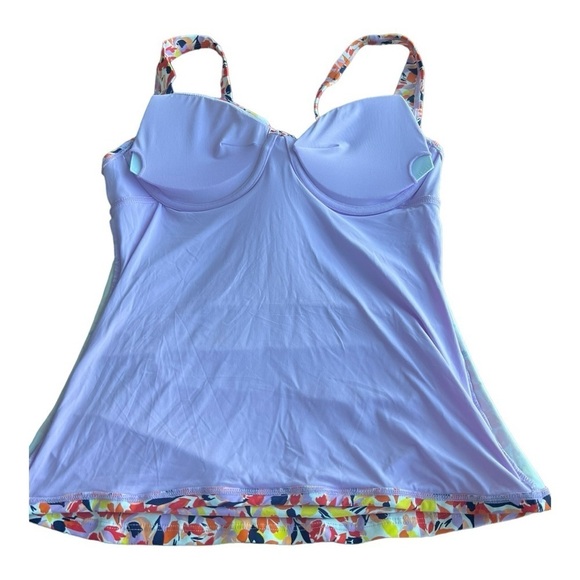 Anne Cole Orange Navy Retro TwistFront Underwire Tankini Swim size 34C/36B - Picture 9 of 15